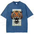 Unisex Tokyo Tiger Printed Washed Tee