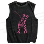 Unisex Leopard Panther Printed Washed Tank Top
