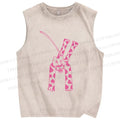 Unisex Leopard Panther Printed Washed Tank Top