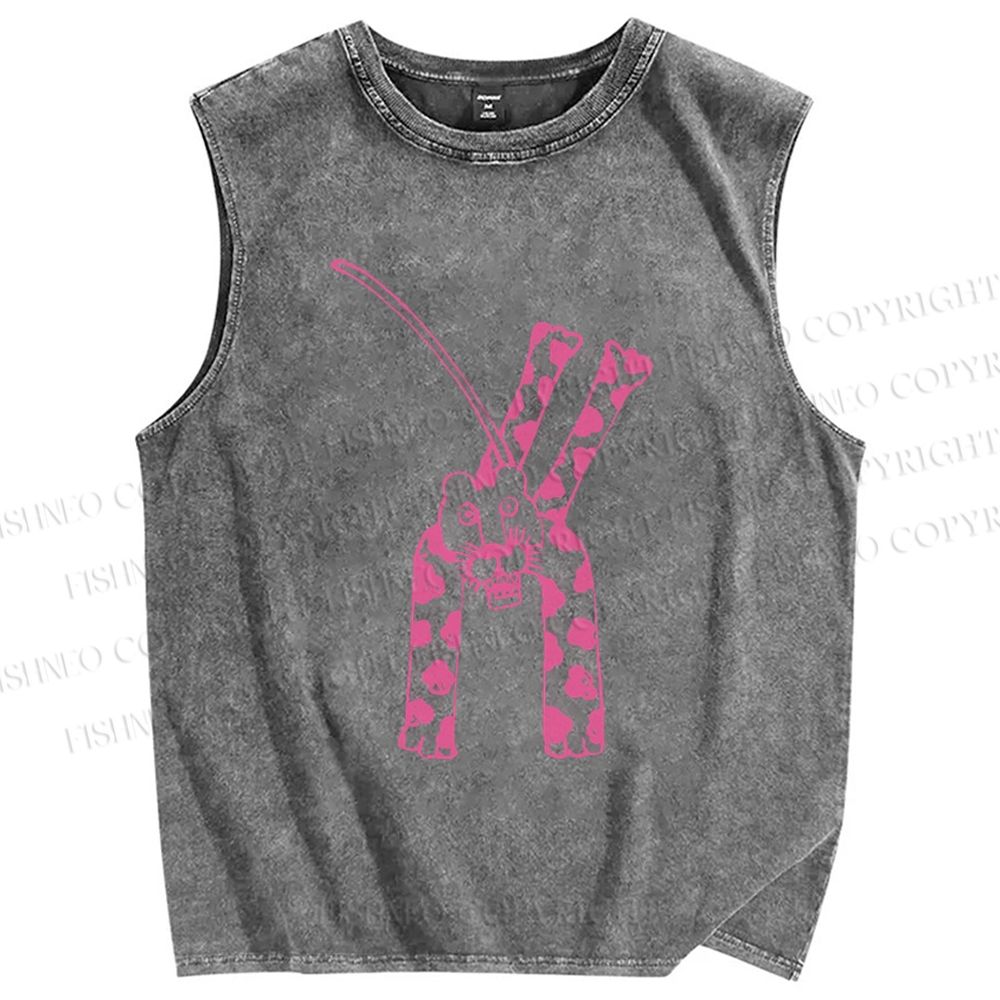 Unisex Leopard Panther Printed Washed Tank Top