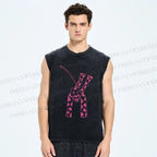 Unisex Leopard Panther Printed Washed Tank Top