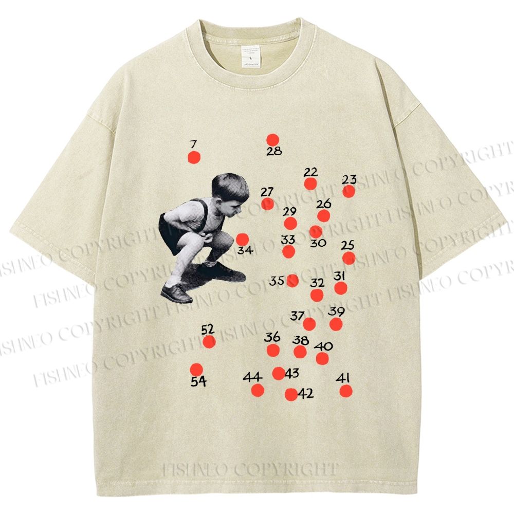 Unisex Vintage Boy Dots Printed Washed Tee