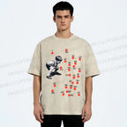 Unisex Vintage Boy Dots Printed Washed Tee