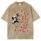 Unisex Vintage Boy Dots Printed Washed Tee