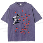 Unisex Vintage Boy Dots Printed Washed Tee