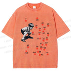 Unisex Vintage Boy Dots Printed Washed Tee