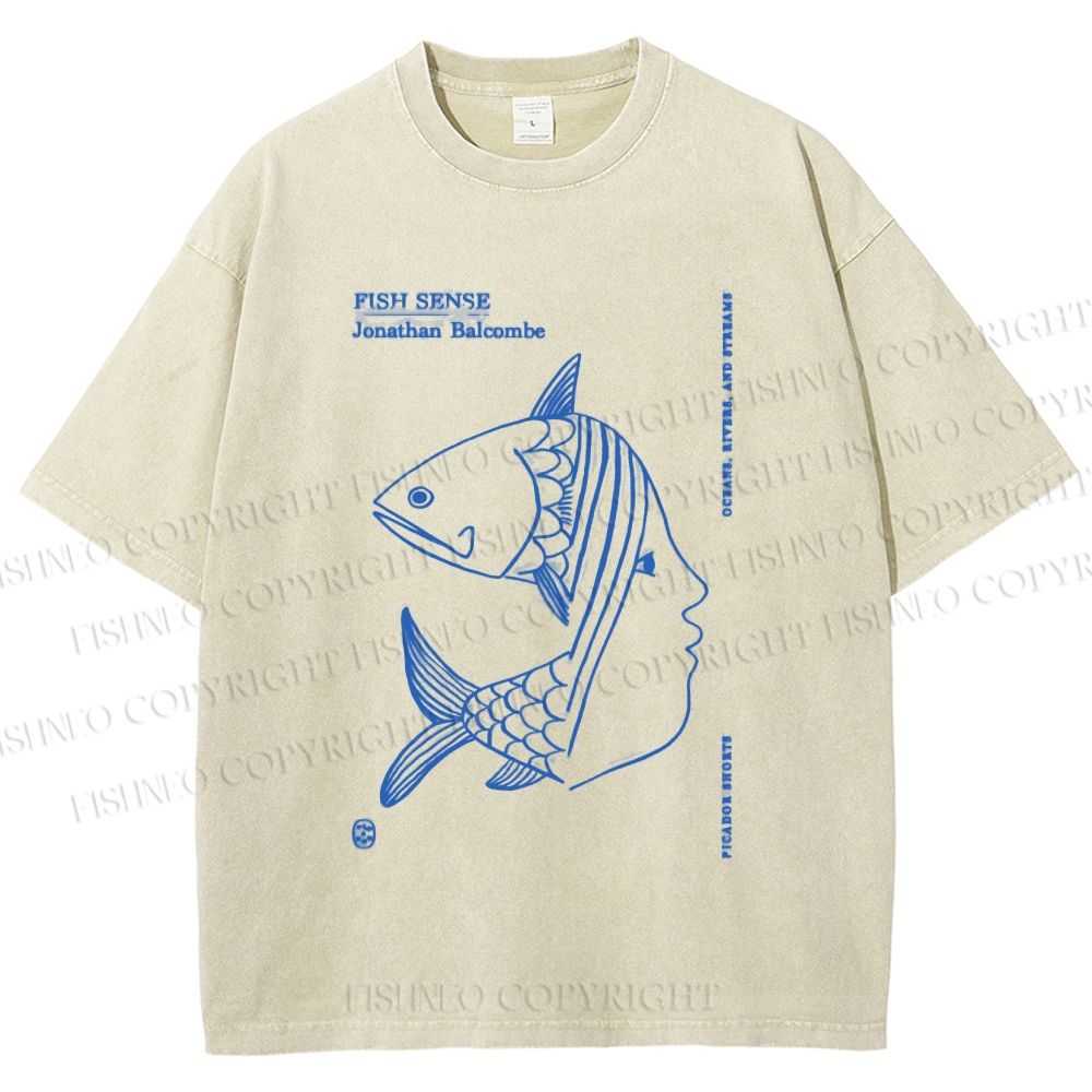 Unisex Fish Girl Printed Washed Tee