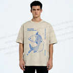 Unisex Fish Girl Printed Washed Tee
