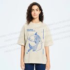 Unisex Fish Girl Printed Washed Tee