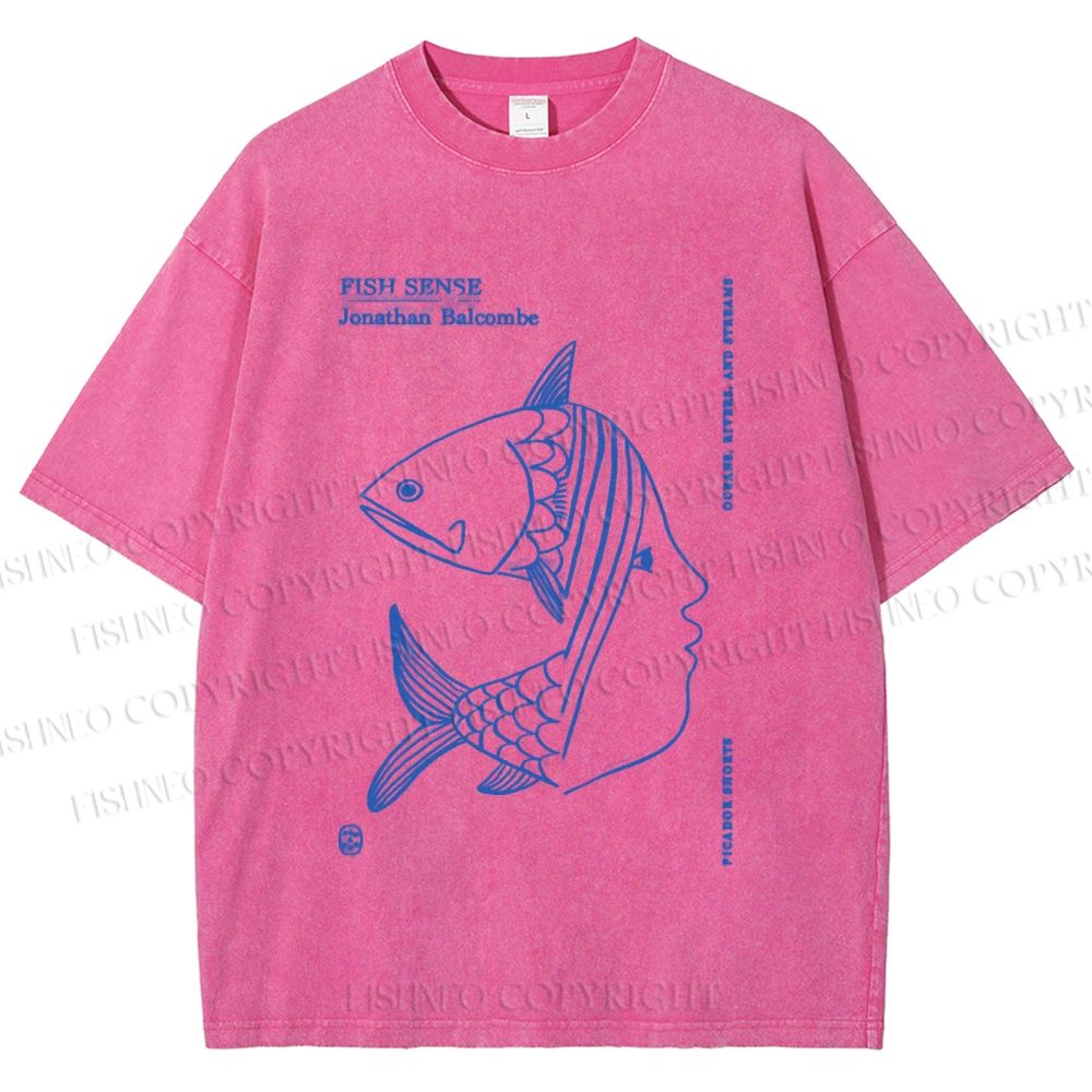 Unisex Fish Girl Printed Washed Tee