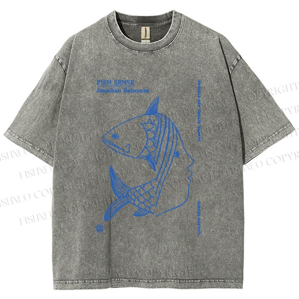 Unisex Fish Girl Printed Washed Tee