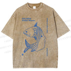 Unisex Fish Girl Printed Washed Tee