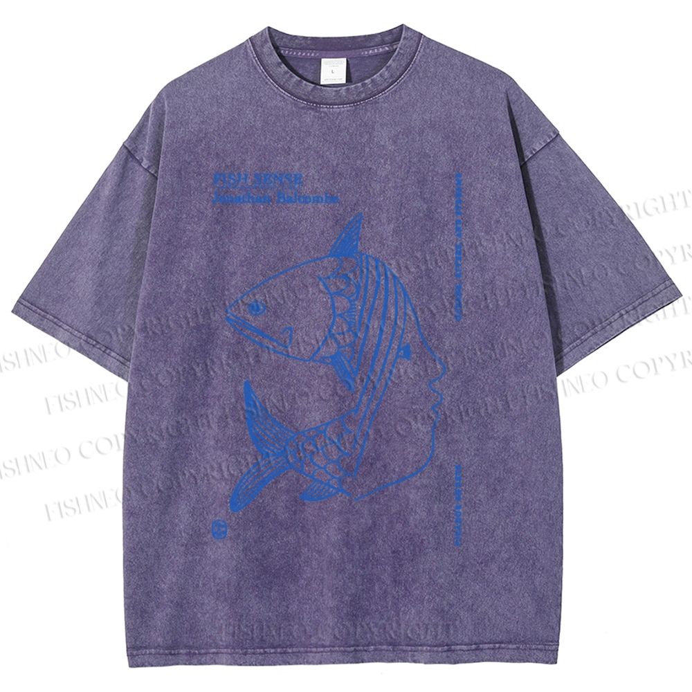 Unisex Fish Girl Printed Washed Tee