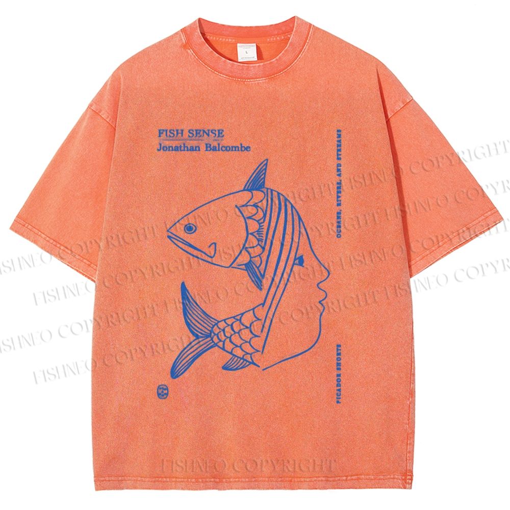 Unisex Fish Girl Printed Washed Tee