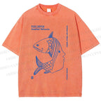 Unisex Fish Girl Printed Washed Tee