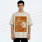 Unisex Vintage Halloween Ghost Skull Printed Washed Tee