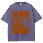 Unisex Vintage Halloween Ghost Skull Printed Washed Tee