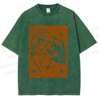 Unisex Vintage Halloween Ghost Skull Printed Washed Tee