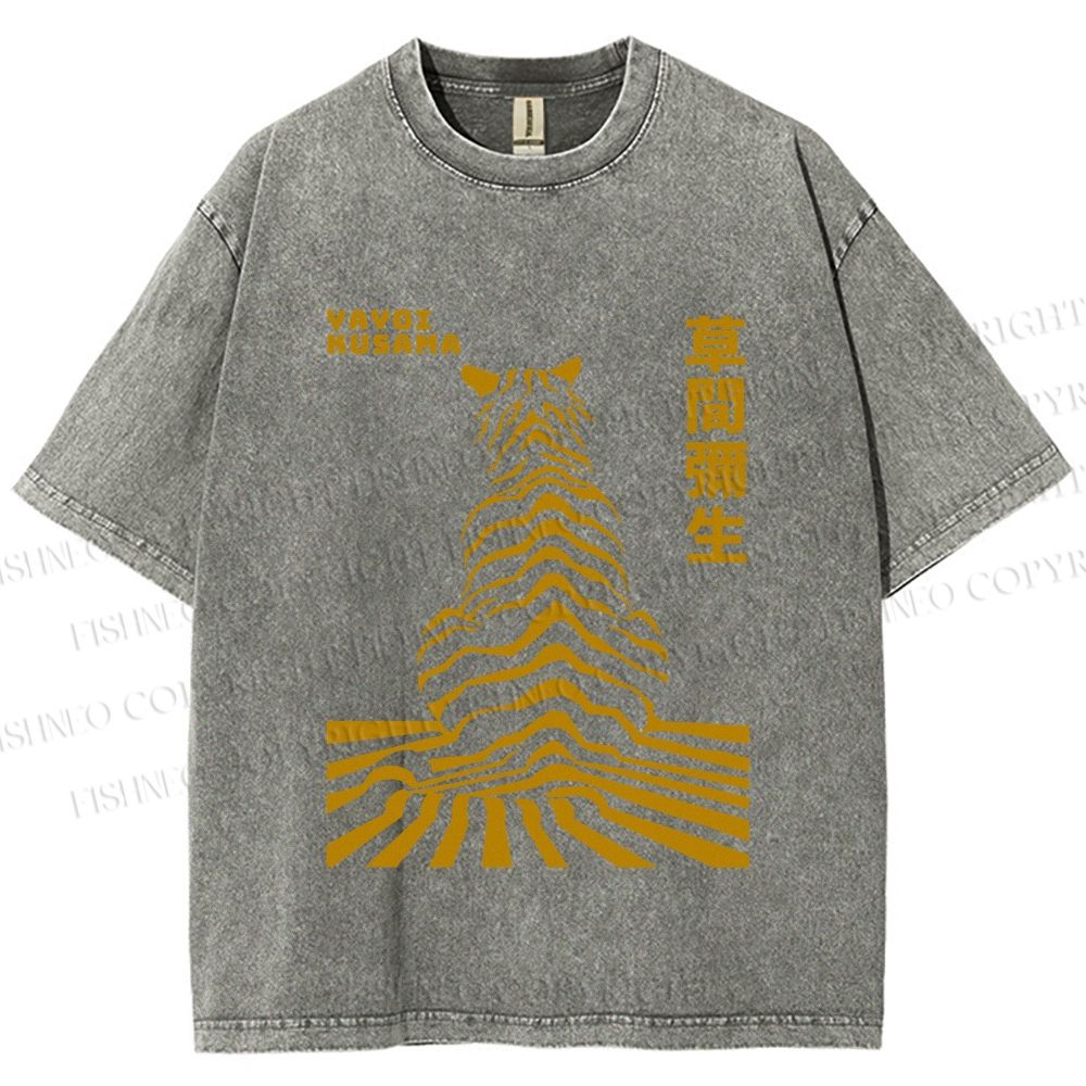 Unisex Japanese Yayoi Kusama Panther Printed Washed Tee