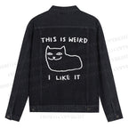 Silly Cat This Is Weird I Like It Denim Jacket