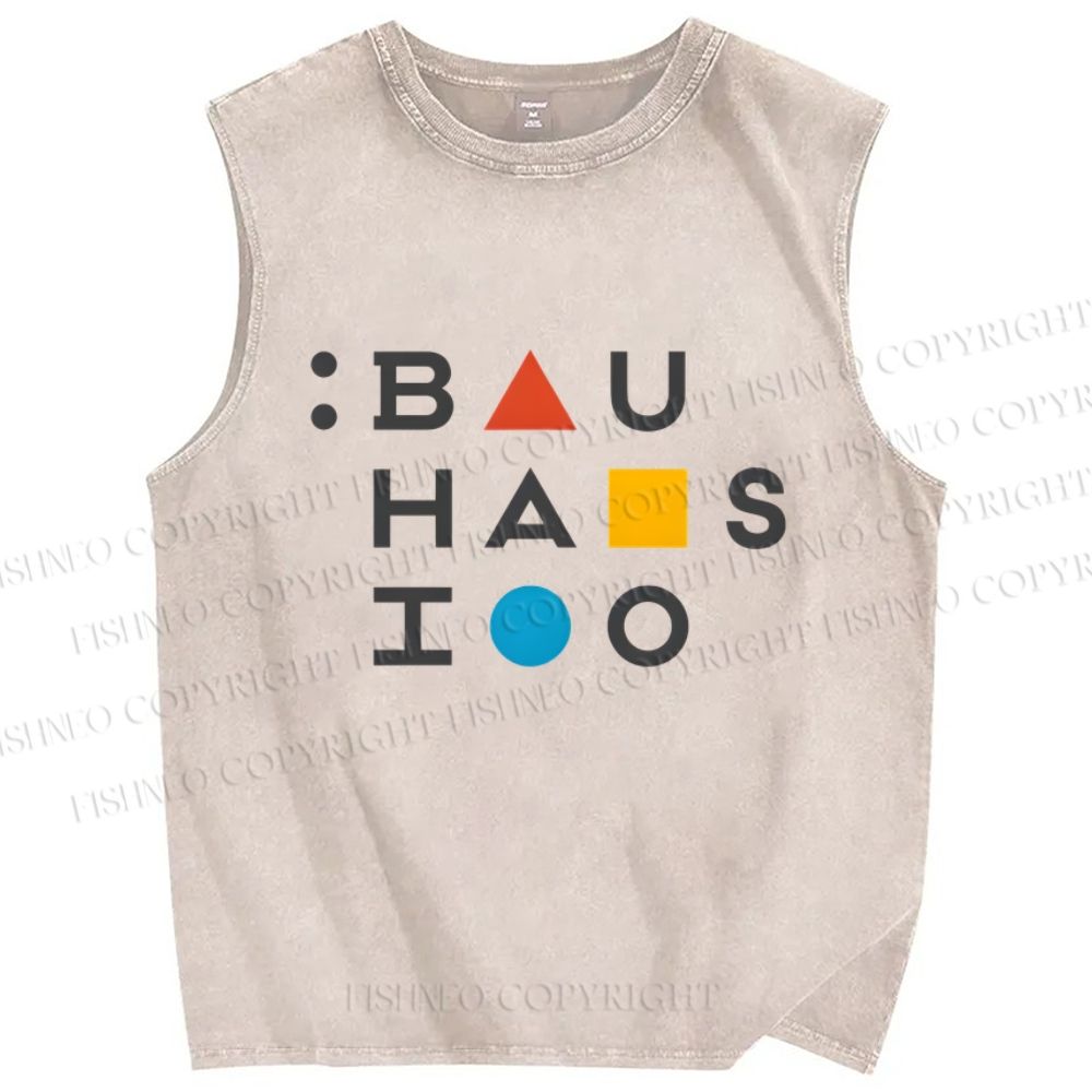 Unisex Bauhaus Geometry Printed Washed Tank Top