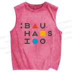 Unisex Bauhaus Geometry Printed Washed Tank Top