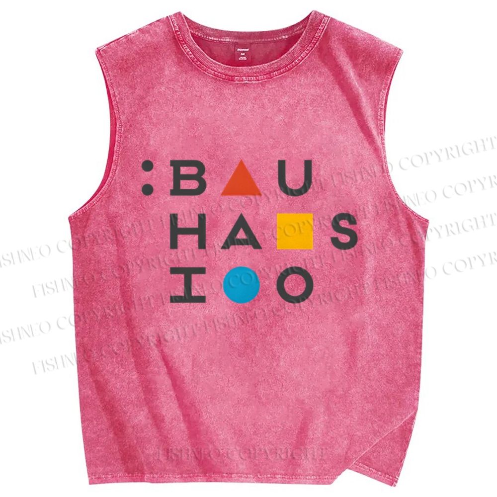 Unisex Bauhaus Geometry Printed Washed Tank Top