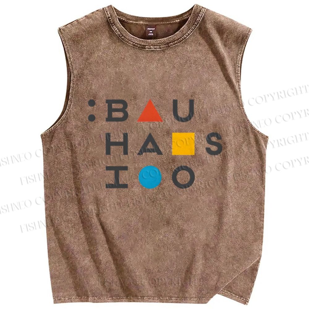 Unisex Bauhaus Geometry Printed Washed Tank Top