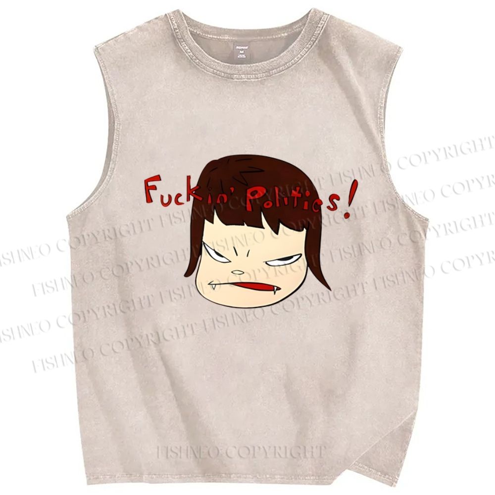 Unisex Yoshitomo Nara Printed Washed Tank Top