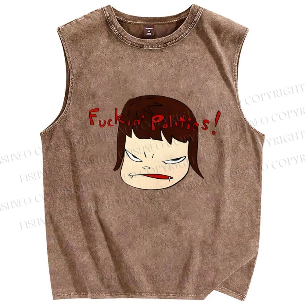 Unisex Yoshitomo Nara Printed Washed Tank Top