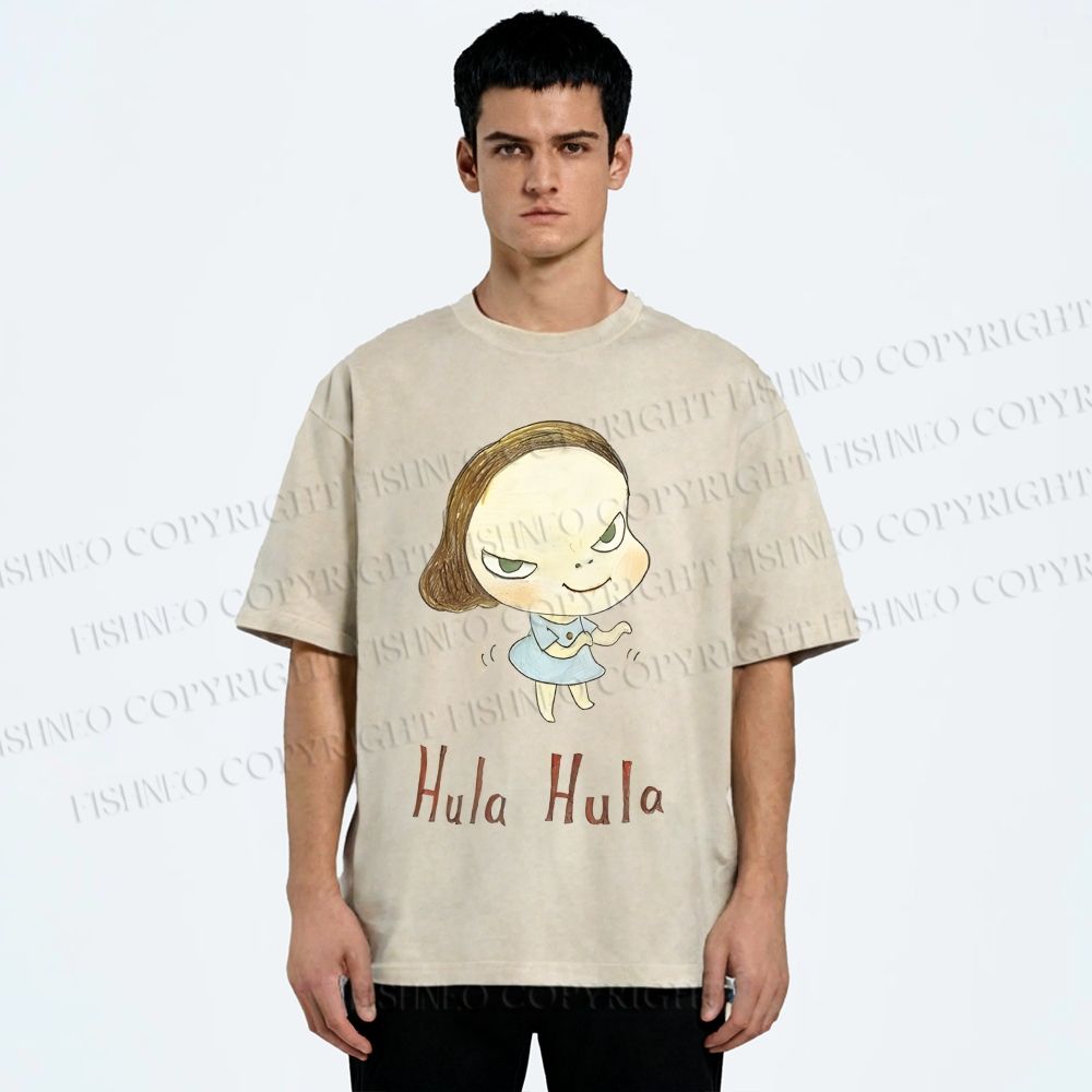 Unisex Yoshitomo Nara Printed Washed Tee