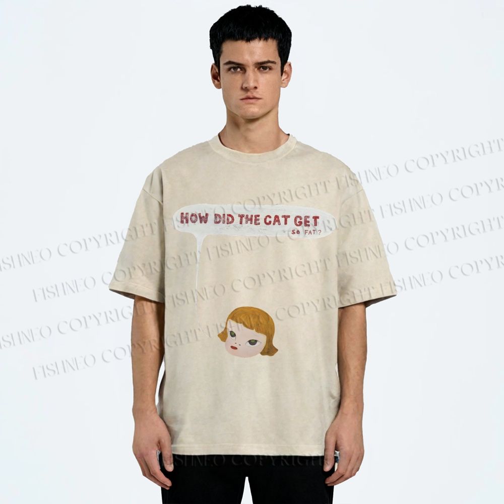 Unisex Yoshitomo Nara Printed Washed Tee