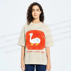 Unisex Duck Warm Winter Day Printed Washed Tee