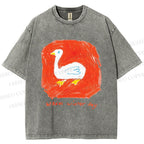 Unisex Duck Warm Winter Day Printed Washed Tee