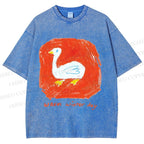 Unisex Duck Warm Winter Day Printed Washed Tee