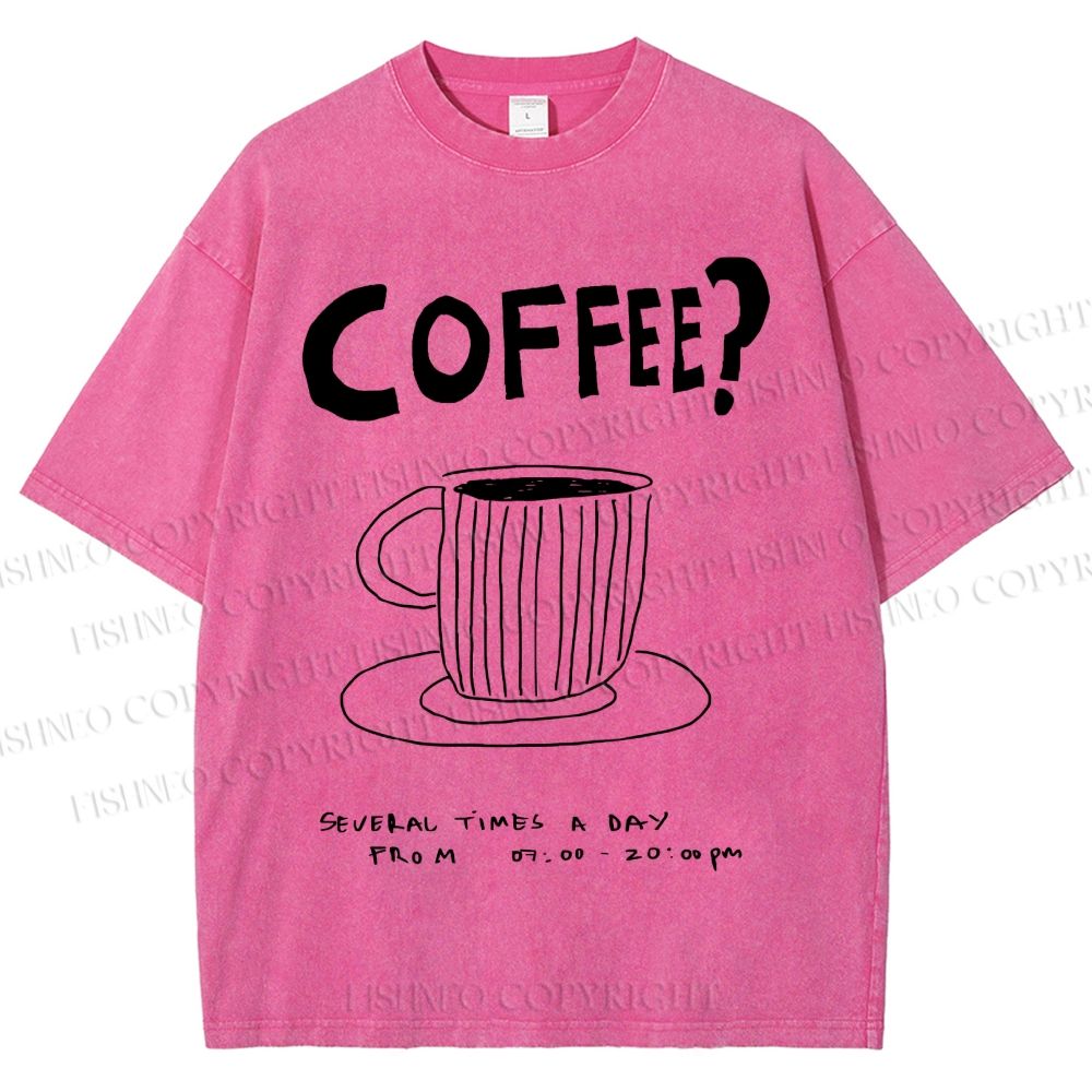 Unisex Coffee Printed Washed Tee