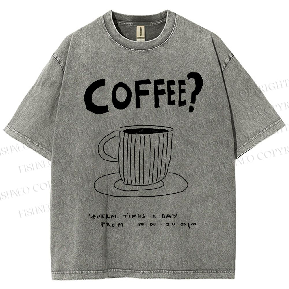 Unisex Coffee Printed Washed Tee