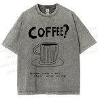 Unisex Coffee Printed Washed Tee