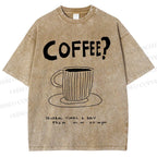 Unisex Coffee Printed Washed Tee
