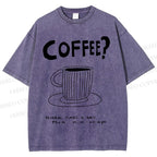 Unisex Coffee Printed Washed Tee