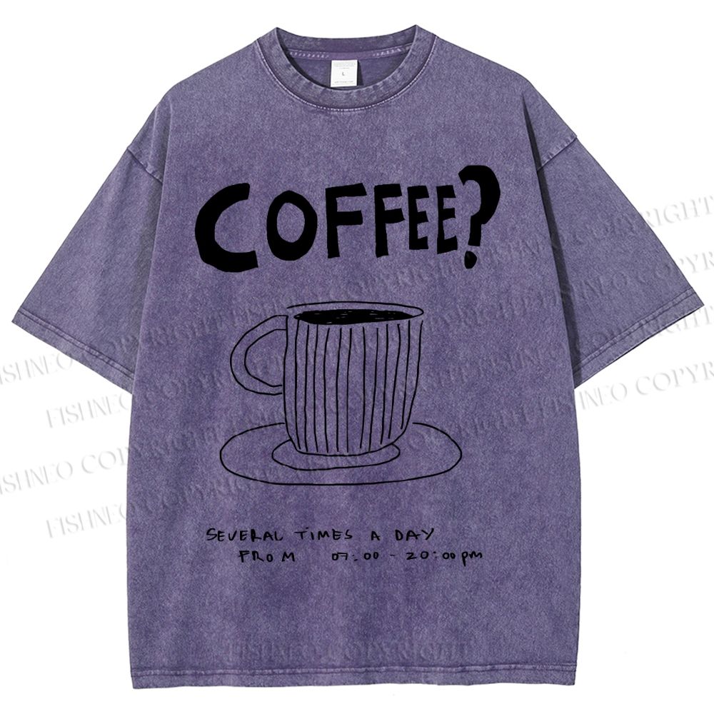 Unisex Coffee Printed Washed Tee