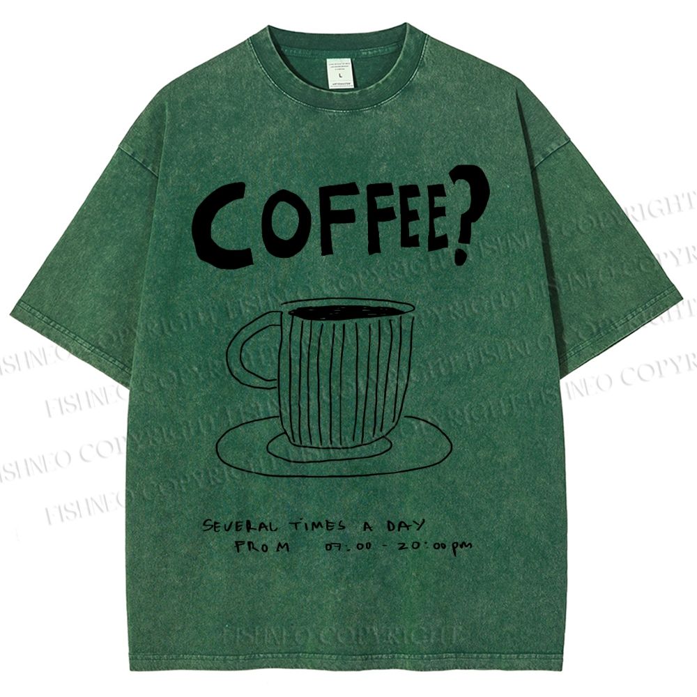 Unisex Coffee Printed Washed Tee
