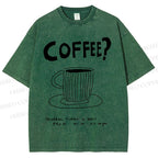 Unisex Coffee Printed Washed Tee