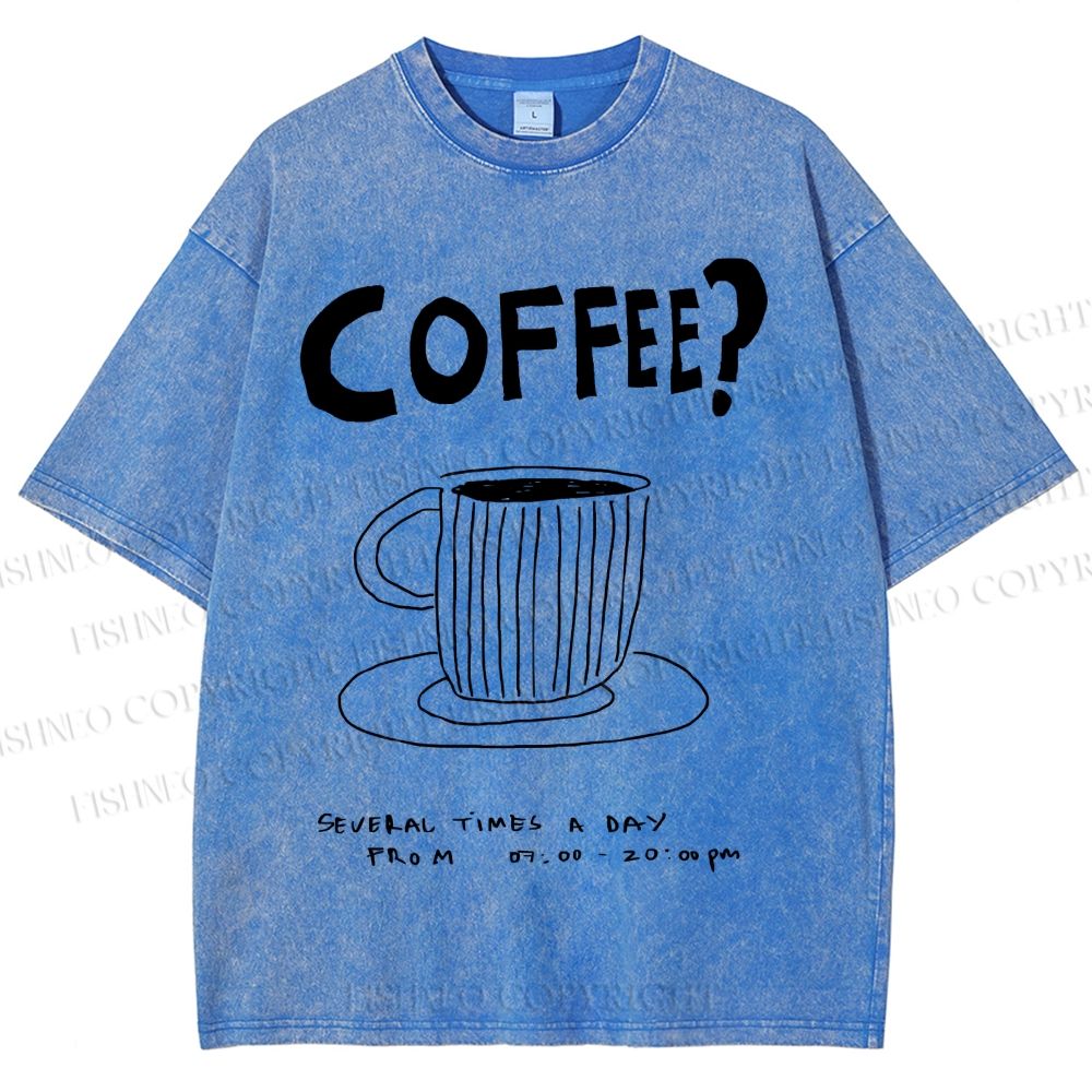 Unisex Coffee Printed Washed Tee