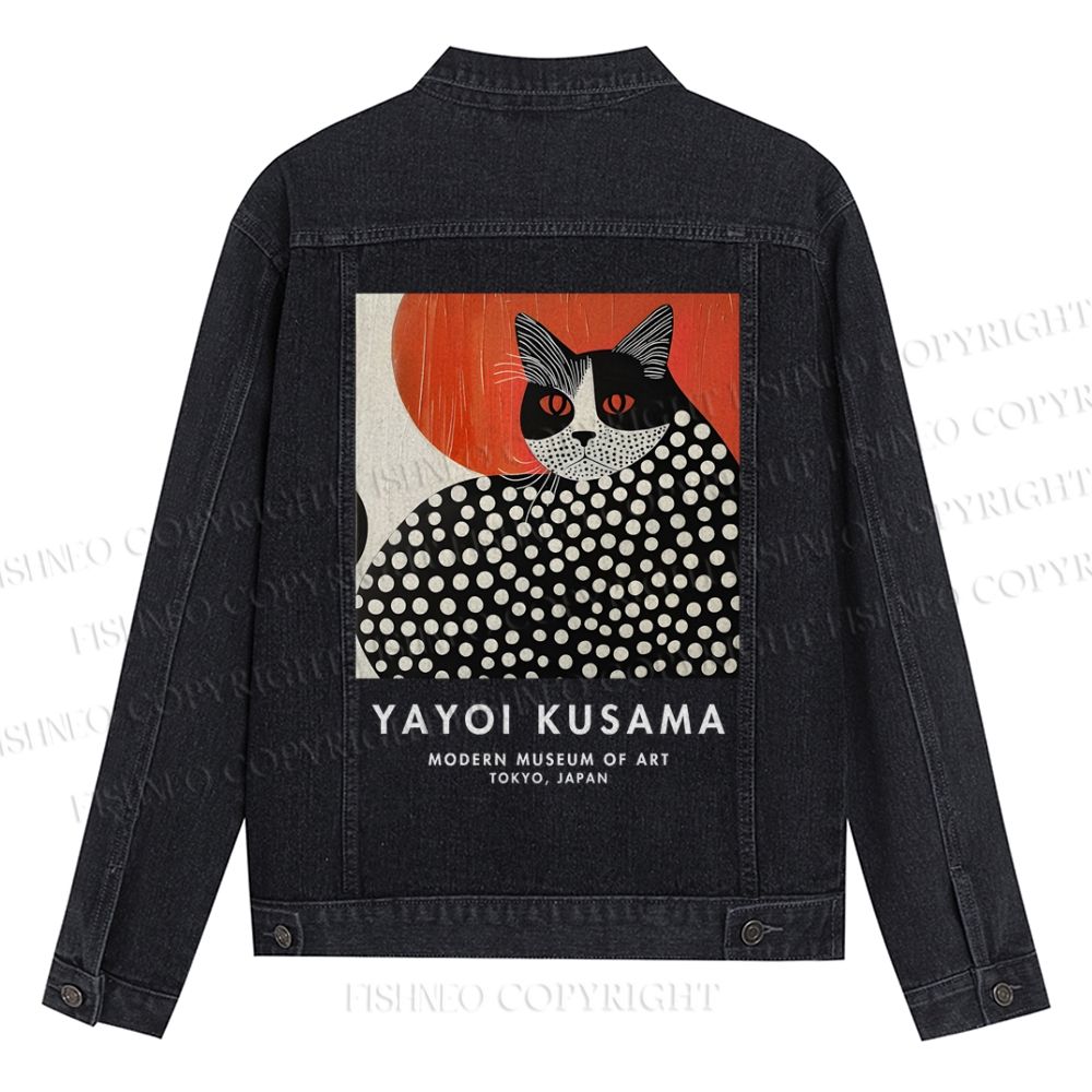 Yayoi Kusama Cat Printed Denim Jacket