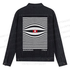 Geometric Eyes Printed Denim Jacket