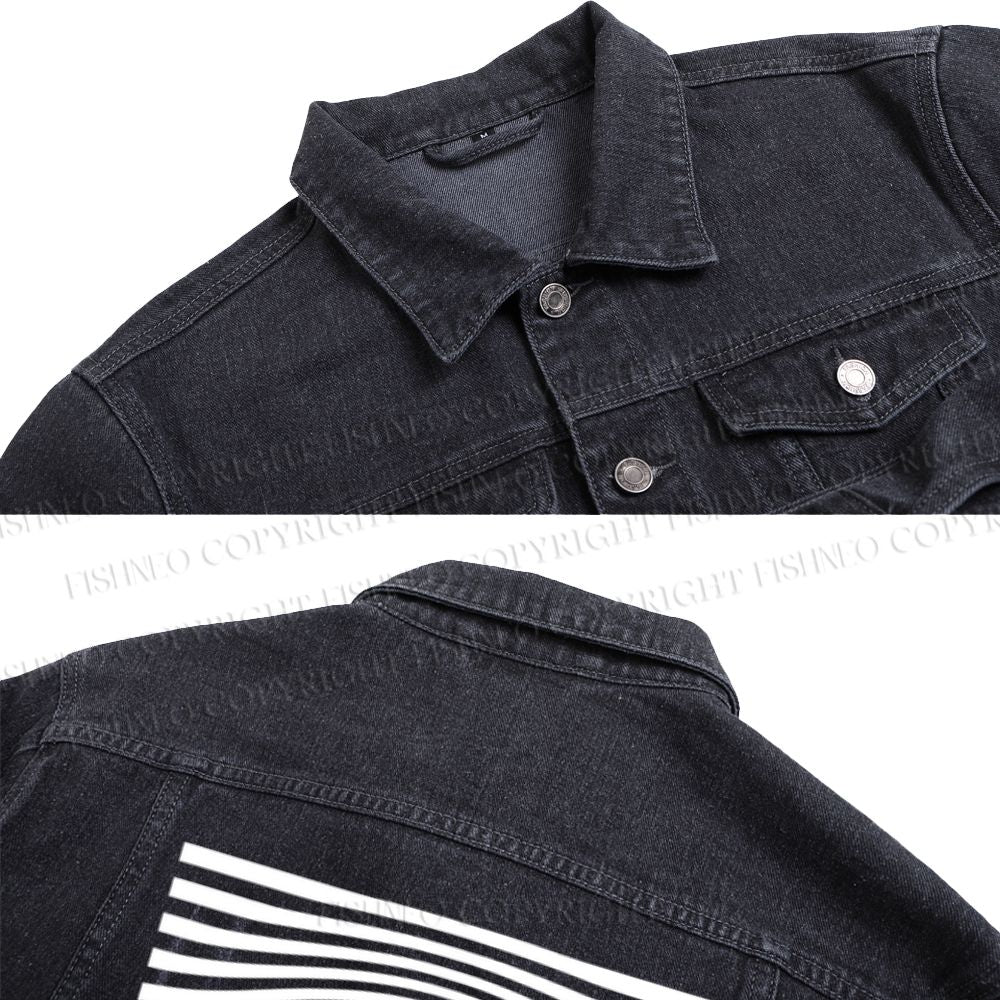 Geometric Eyes Printed Denim Jacket