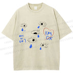 Unisex Artistic Geometric Eyes Printed Washed Tee