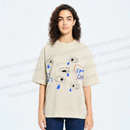 Unisex Artistic Geometric Eyes Printed Washed Tee