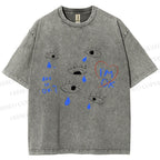 Unisex Artistic Geometric Eyes Printed Washed Tee